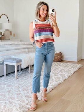LOFT M Striped Sweater Shell • Sleeveless Colorful Sleeveless Vest